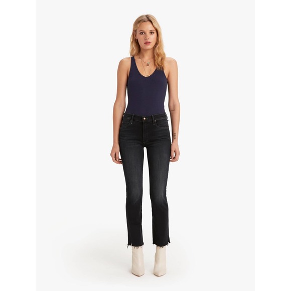 MOTHER Denim - Mother The Rascal Ankle Snippet in Blackbird Black Size 29